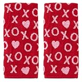 SKL Home Valentines Day Xs and Os Hand Towel Set, 2 Count