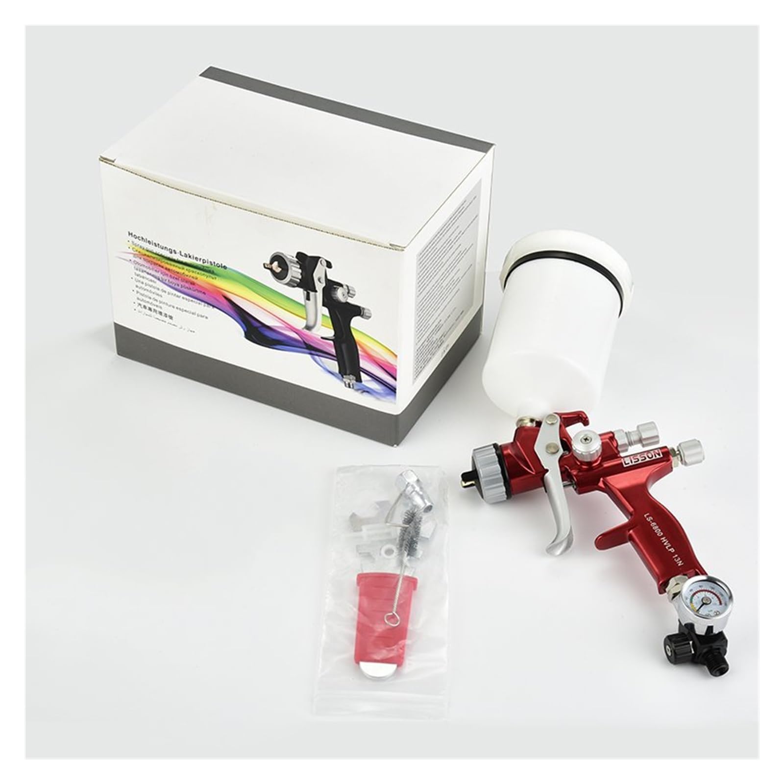 Pistolet à gravité 6800 buse 1.3mm avec baromètre pour peinture hydrodiluable uniforme