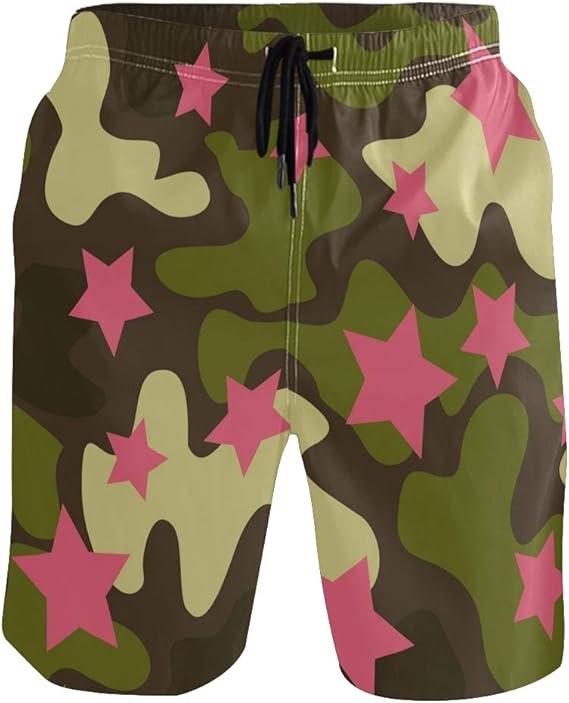 Mens Slim Starry Camouflage Purple Swim Shorts Bathing Suits with Mesh