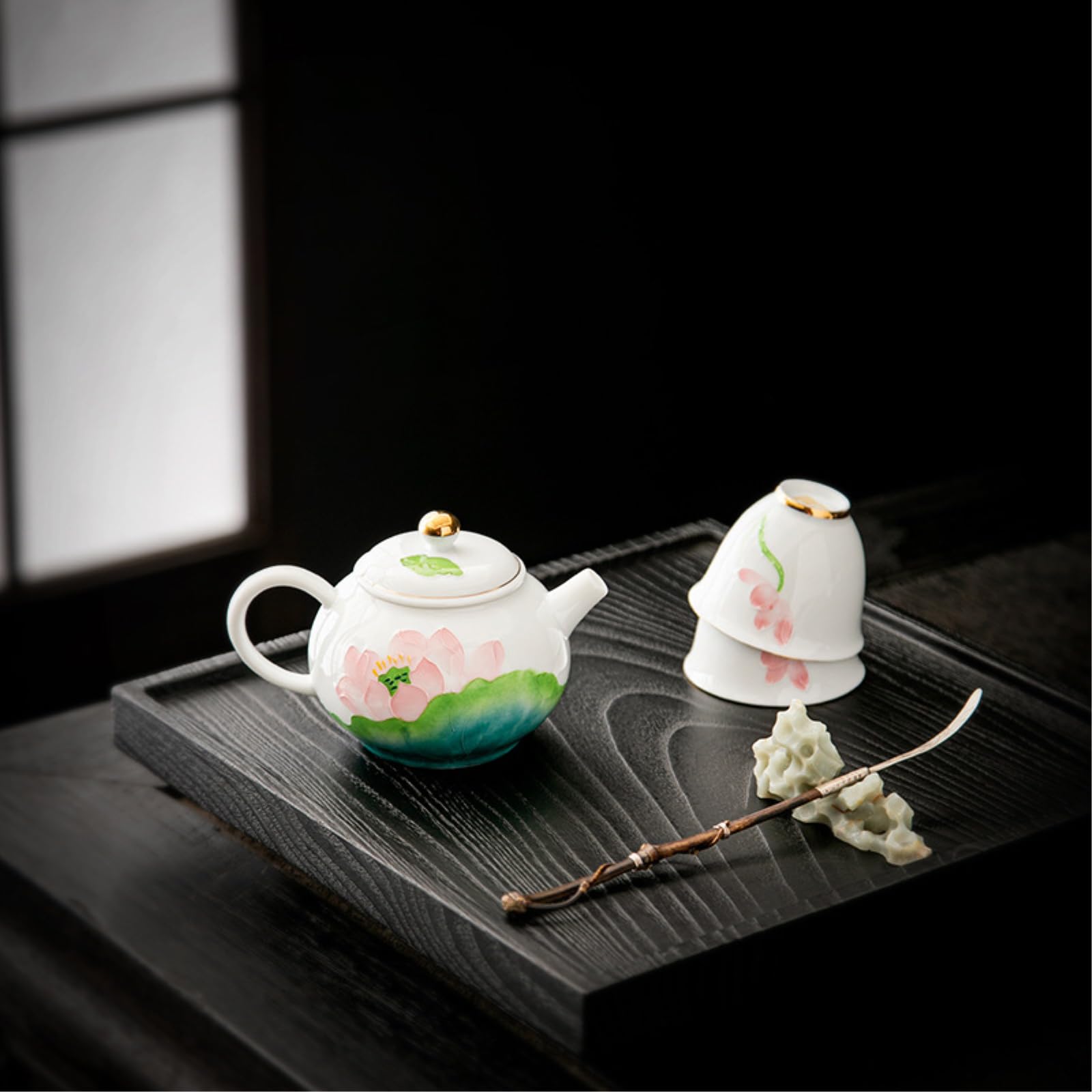 Juego de té de porcelana blanca simple Quik Cup-Azul