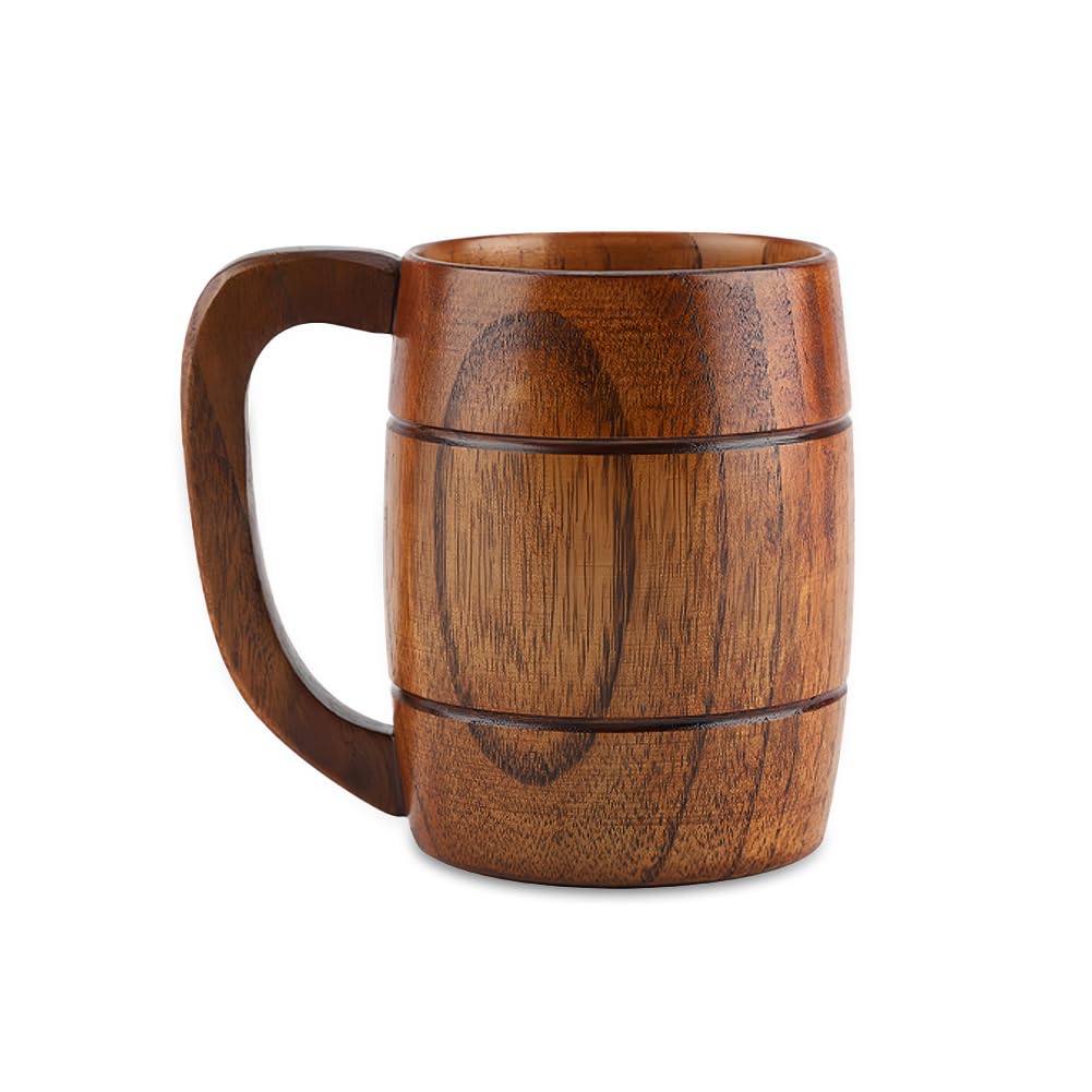 Jarra de cerveza de madera artesanal taza retro para zumo leche agua y té