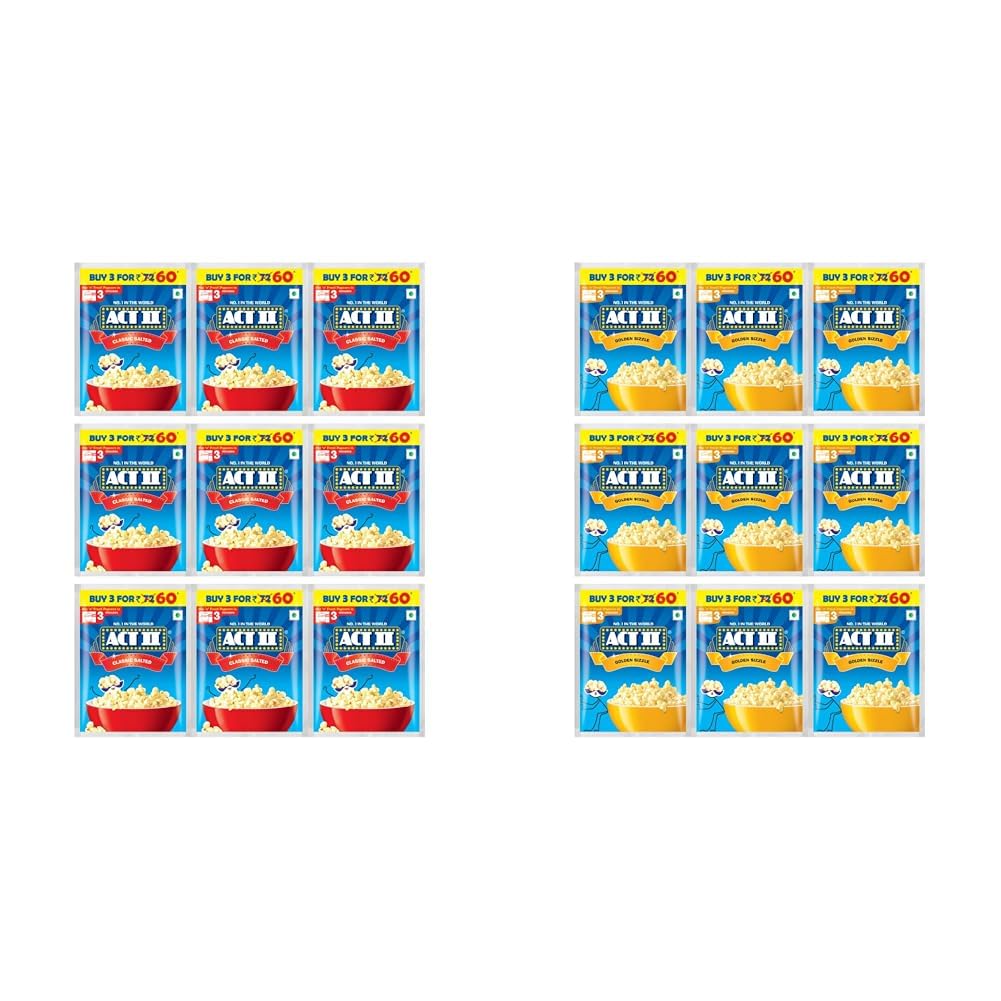 ACT II Instant Popcorn -Classic Salted | 495g (165g Pack of 3) + ACT II Instant Popcorn - Golden Sizzle - 495g (165g Pack of 3)-picture-23