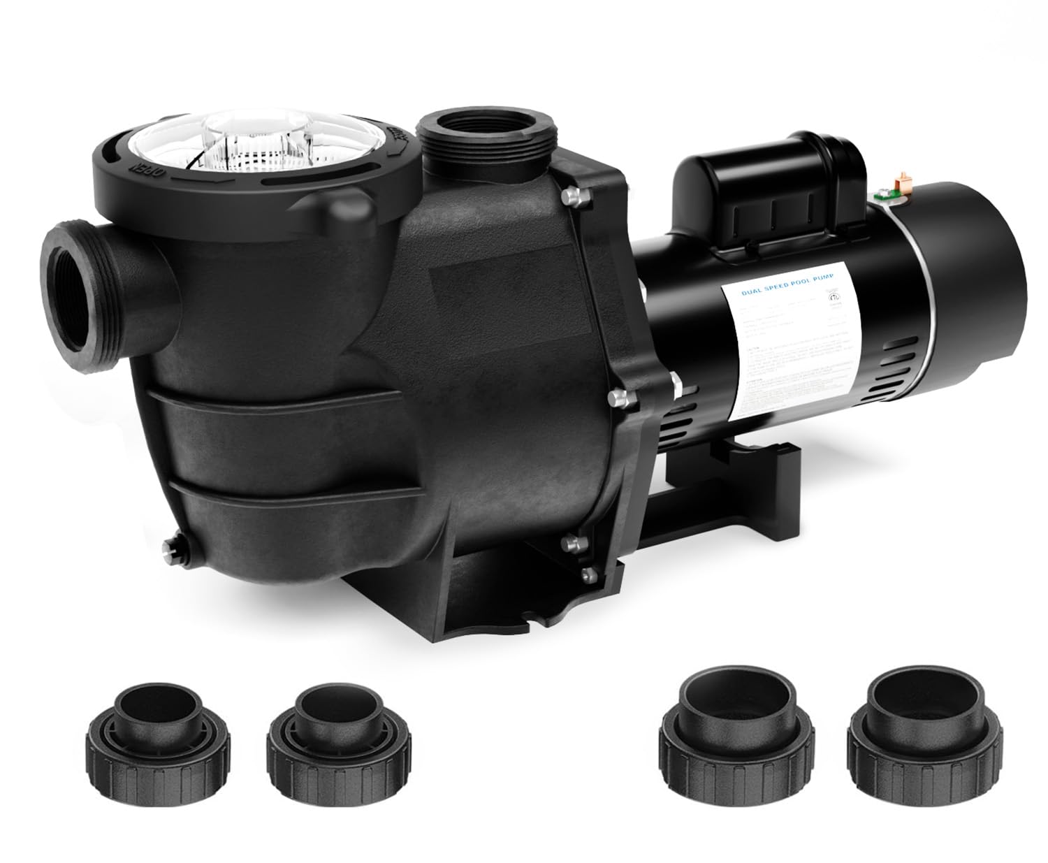 Pipopa 2HP 6540GPH Pool Pumps Above Ground and Inground, 1725RPM/3450RPM 2-Speed Swimming Pool Pumps with Basket Strainer, 1.5 Inch and 2 Inch Pipe Fittings, Low Noise, Energy Efficient