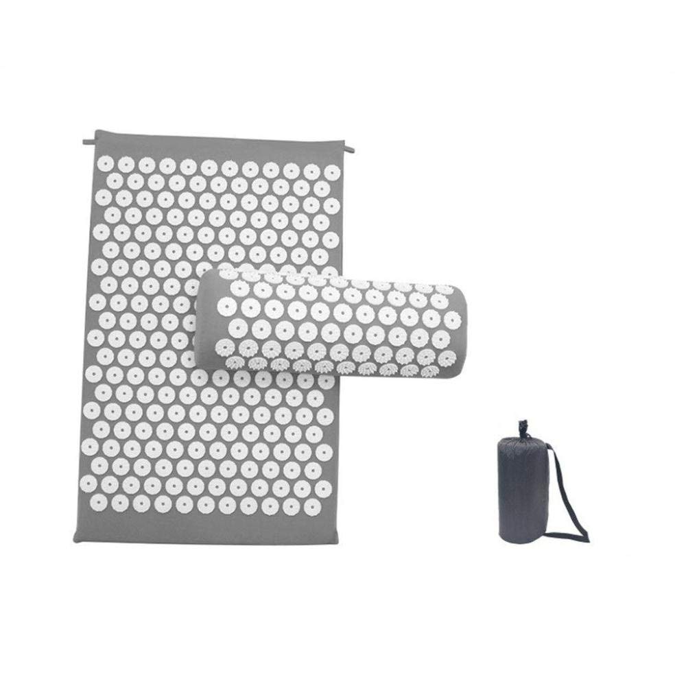 Acupressure Mat - Pillow Set,Home Massage Set,Relieve Back and Neck Pain, Relax Muscles, Relieve Insomnia,Pillow for an Effective Ease Pain and Tensions,Grey