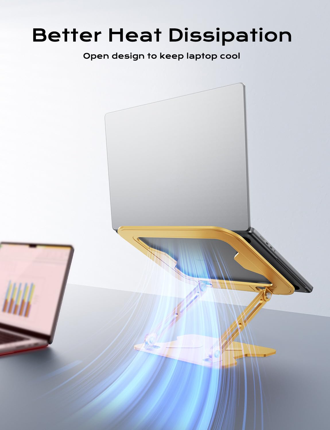 JCZT Soporte Ajustable para computadora portátil, Elevador Plegable de Metal, Soporte portátil para Laptop, Soporte de refrigeración ventilada para MacBook Air Pro, Todos los portátiles de 10 a 16