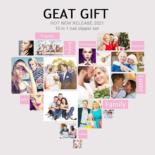 Miniatura 7 de Juego de manicura 9 en 1 de acero inoxidable, cortaúñas, tijeras y pedicura, kit de aseo portátil de viaje para hombres y mujeres con estuche de