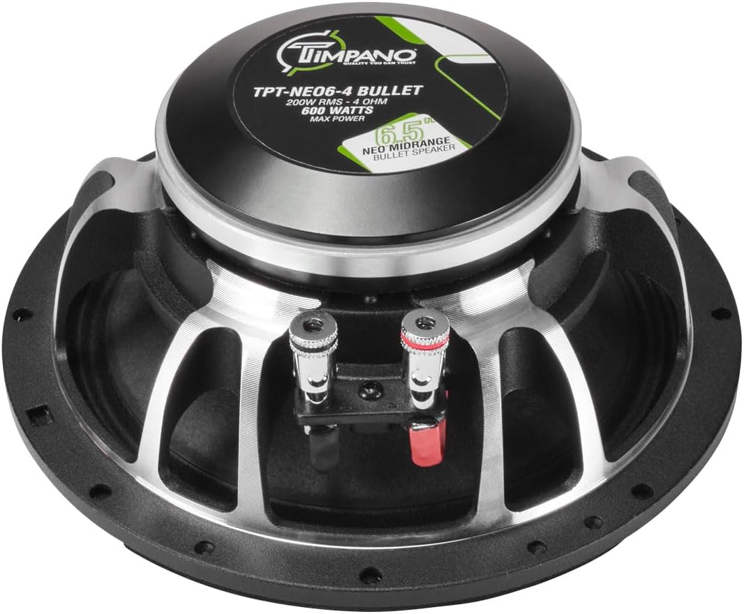 Timpano 1200 Watts 6.5" Neodymium Midrange Speakers of TPT-NEO6-4 Bullet 4 Ohm Shallow Mount PRO Audio Mid Range Loudspeaker (Bundle 2 Speakers) High Output Premium Car Speaker image 2