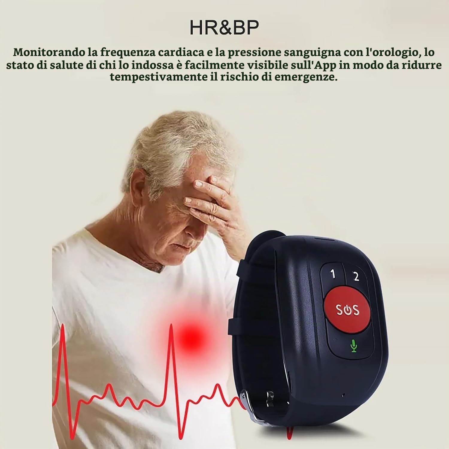 Localizzatore GPS Per Anziani, Smartwatch Con Rilevamento Cadute, Chiamata Rapida, Promemoria Farmaci, Citofono Vocale, Monitoraggio Della Temperatura Corporea, Pulsante SOS, Per Autismo, Bisogni Spec