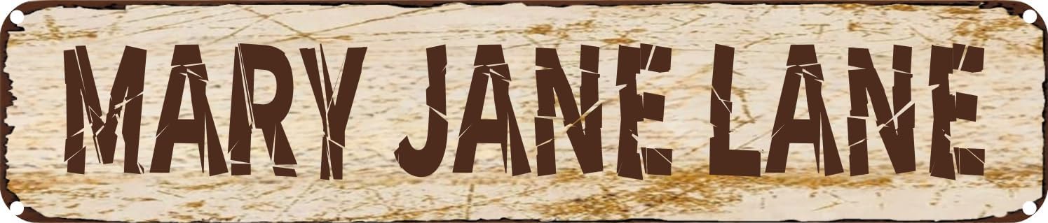 Vintage Tin Sign Retro Metal Wall Decor MARY JANE LANE Rustic Aluminum Plaque for Home,Bar,Kitchen,Garage,Man Cave 4x16 Inch