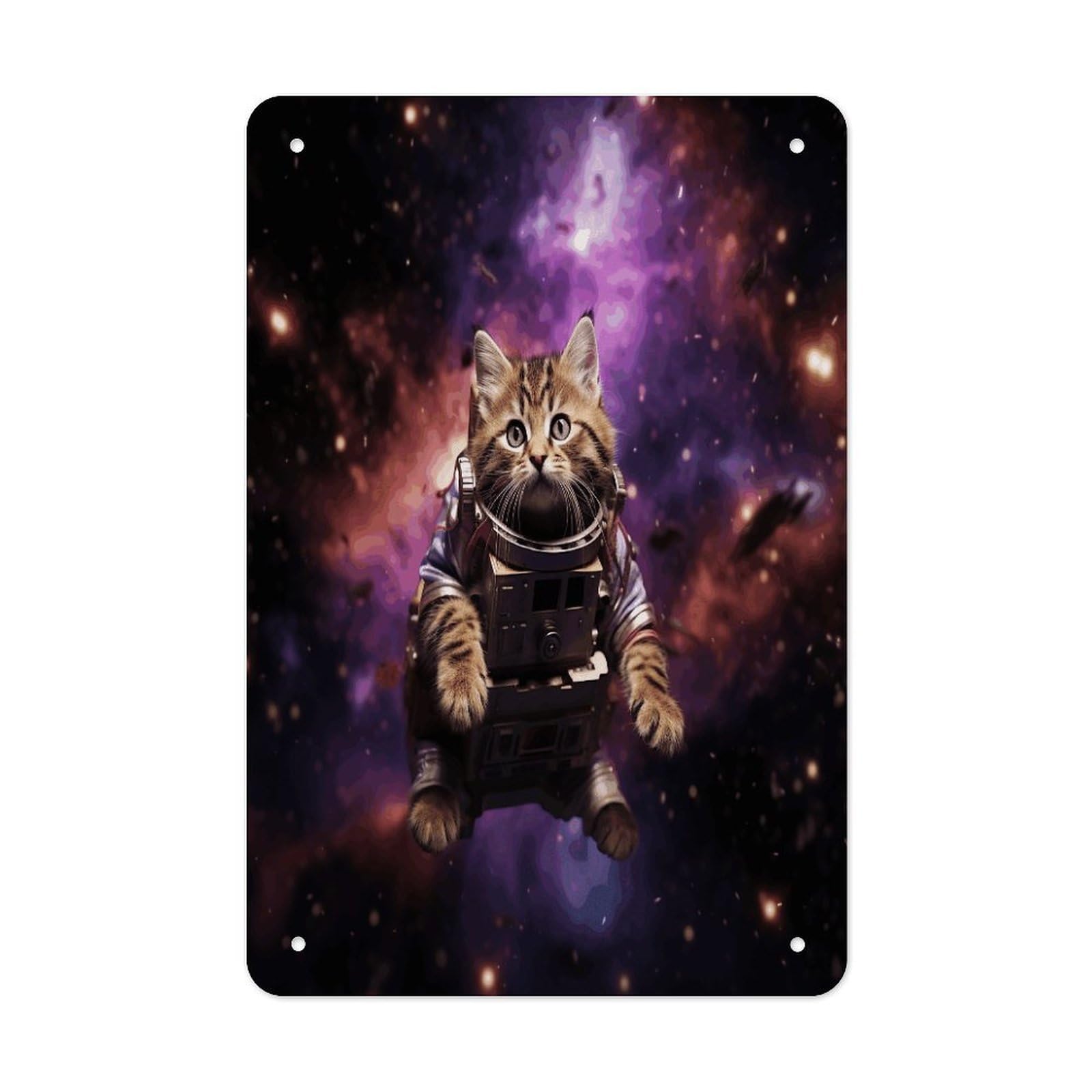 Btcowzrv Style A Cat In Outer Space Metal Tin Sign Wall Decor Hanging Plaque