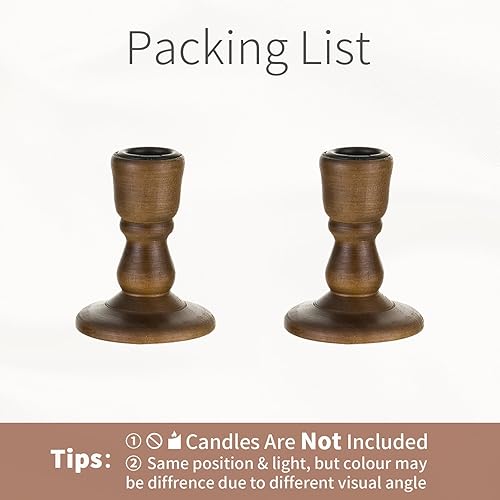 Miniatura 7 de Portavelas cónicos de madera portavelas de madera, estilo rústico, marrón, decoración de otoño para sala de estar, mesa de comedor, centro de mesa,