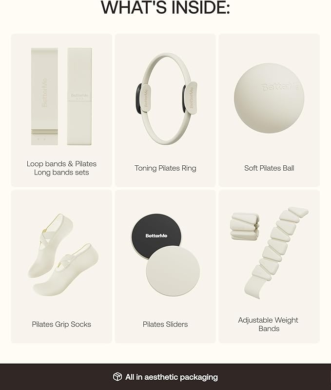 Kit Estudio Pilates BetterMe – Anillo, Pelota, Bandas y Sliders miniatura 2