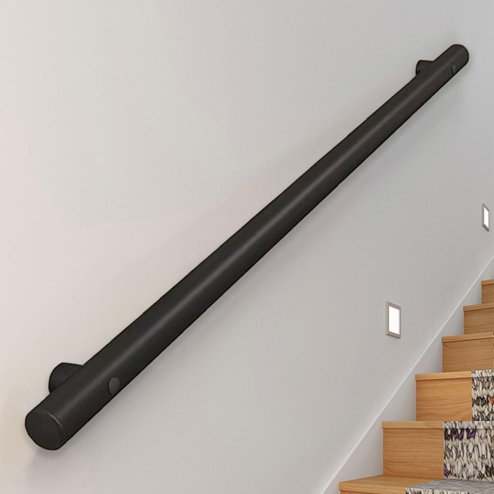Main courante escalier extérieur et intérieur noire mate en acier inoxydable de 420 cm