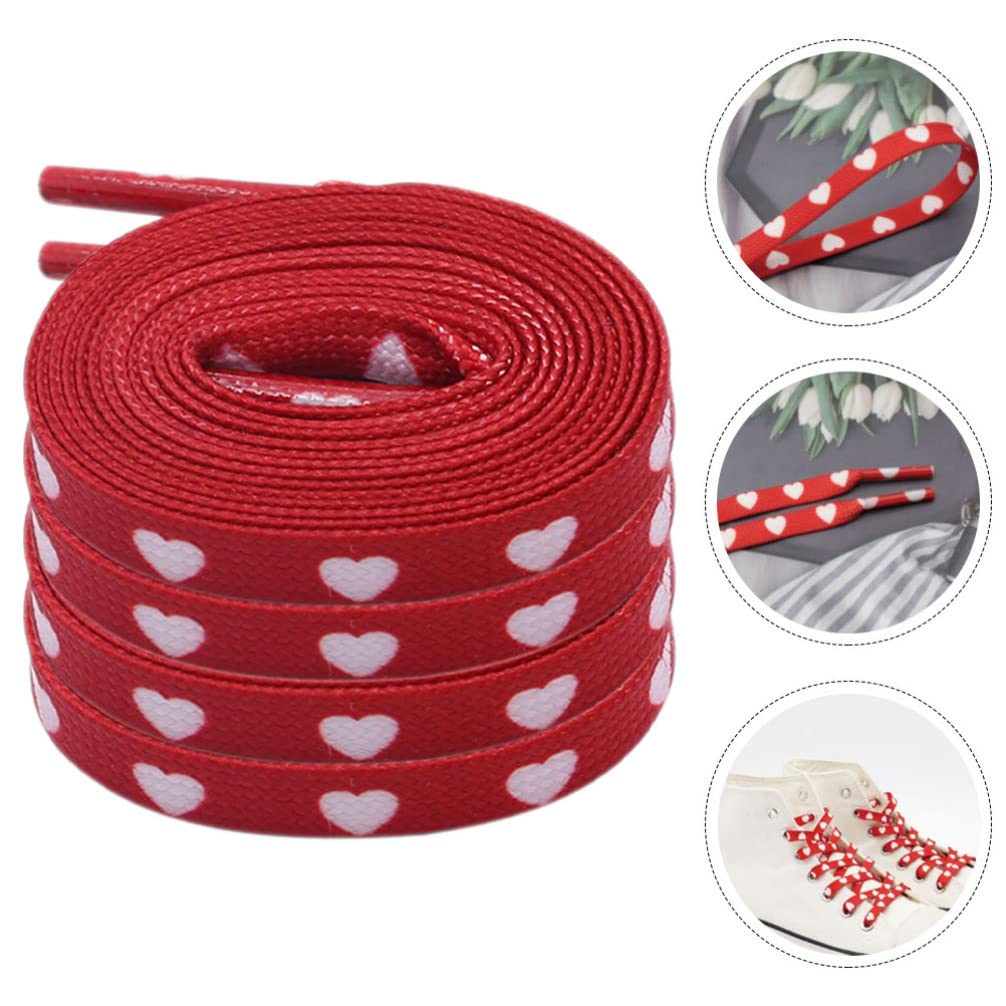 2 Pares De Cordones De Corazón Con Fondo Rojo Correas De Zapatos Planas Para Niños Parejas De Adultos Zapatillas De