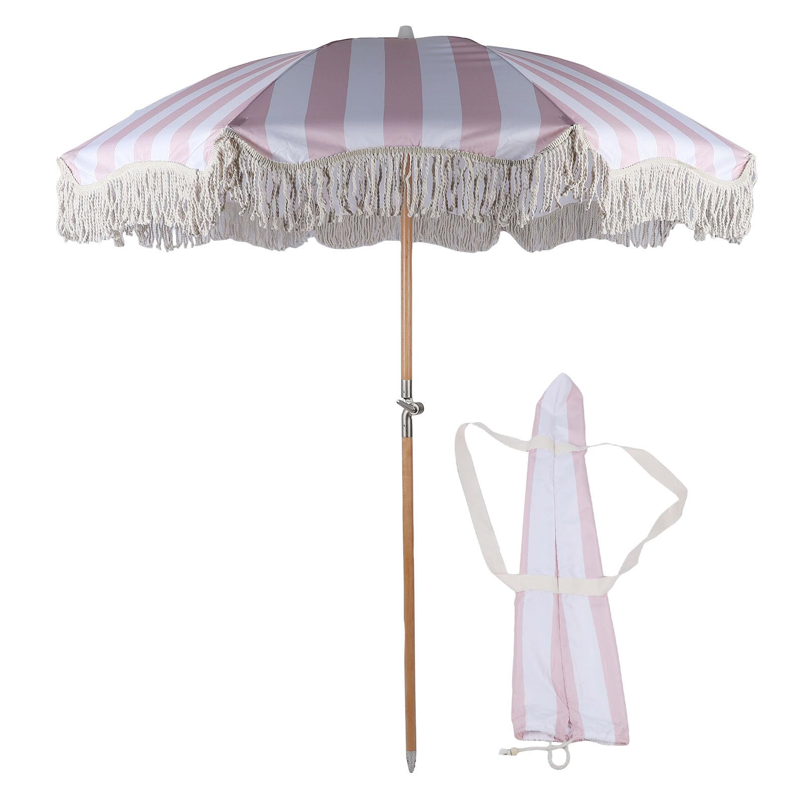 VBESTLIFE Duży Parasol Ogrodowy z Frędzlami, 8 żeber z Włókna Szklanego, Odporny na Promieniowanie Parasol Ogrodowy na Taras Przydomowy 84,6 X 70,9 Cala
