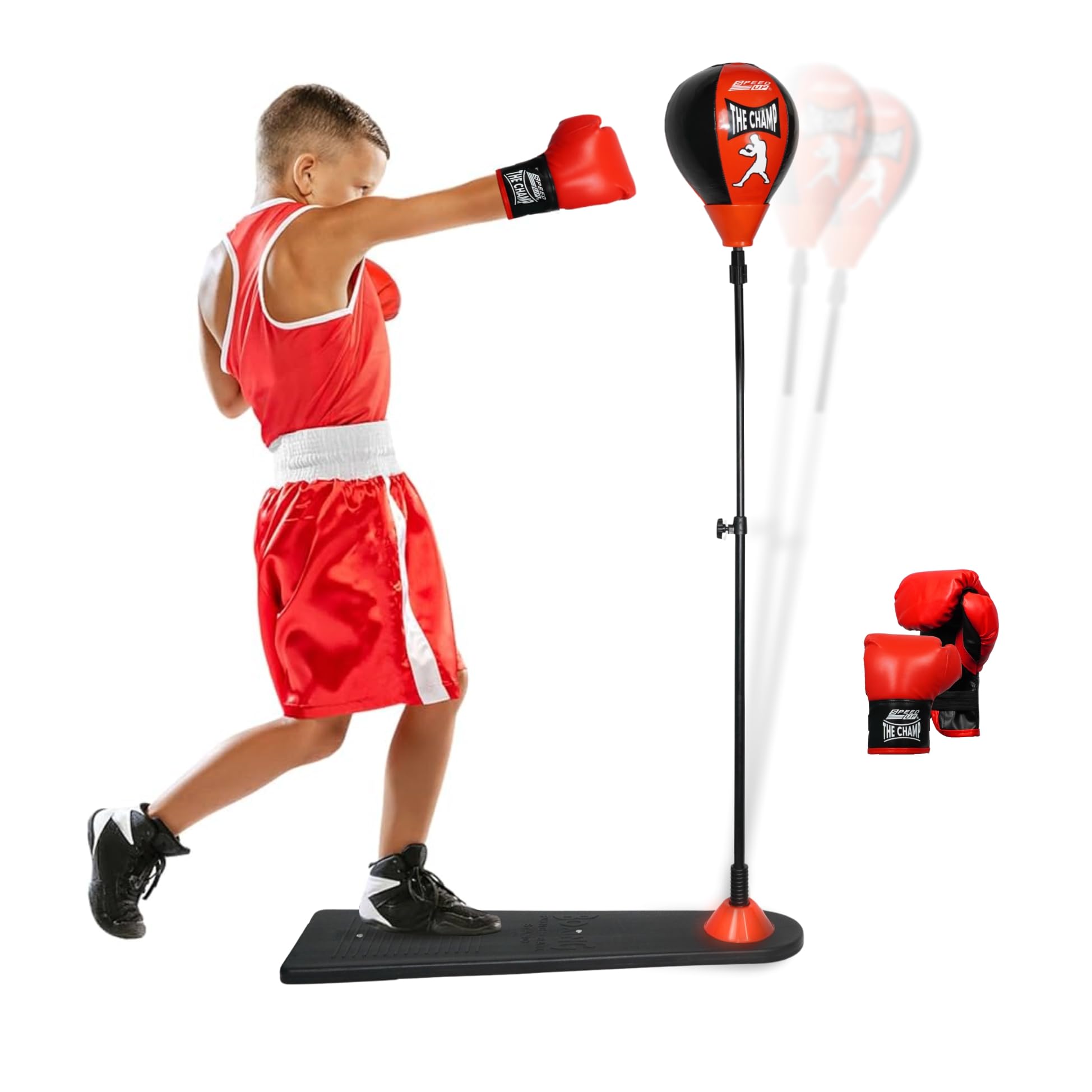 SPEED UP Champ Boxing Punching Stand Set with Punching Gloves & Pump (Age Group 3 to 12 Years, Multicolour)-picture-43