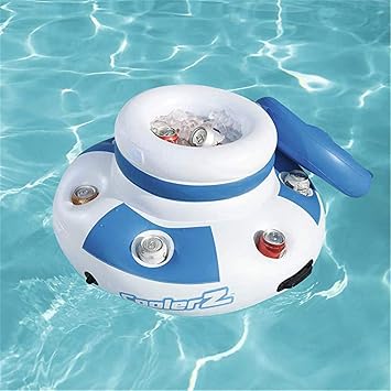 Inflatable Floating Cooler, Inflatable Water Ice Bucket Cup Holder, Air Mattress Ice Bucket Cooler with 6 Cup Holder, for Swimming Pools
