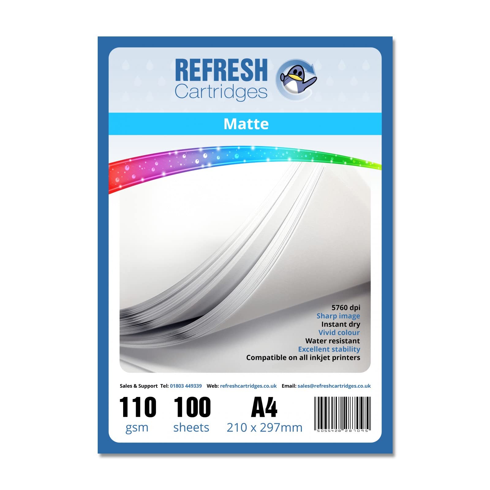 Refresh Cartridges Matte Coated A4 Professional Inkjet Photo Paper 110gsm - 100 Sheets