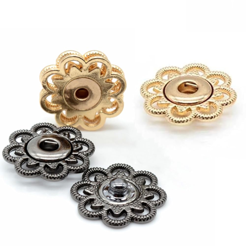 Yuanchu 24 pairs of press studs, metal buttons, 21 mm, large press