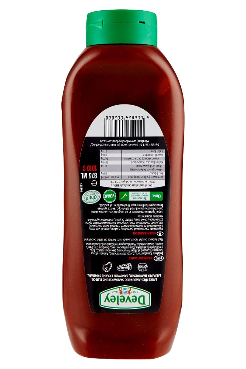 Italian Gourmet BBQ Sauce 8 × 875 ml Vorratspack | Raucharoma Barbecue Grillsauce für Ribs, Burger & Marinaden | Squeezeflasche Catering Gastro | + Italian Gourmet Polpa