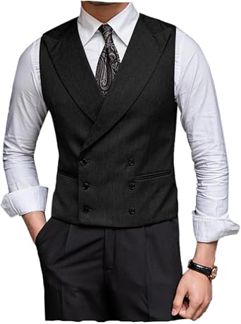 Mens Suit Vest Retro Classic Waistcoat V Neck Causal Vests for Prom Party