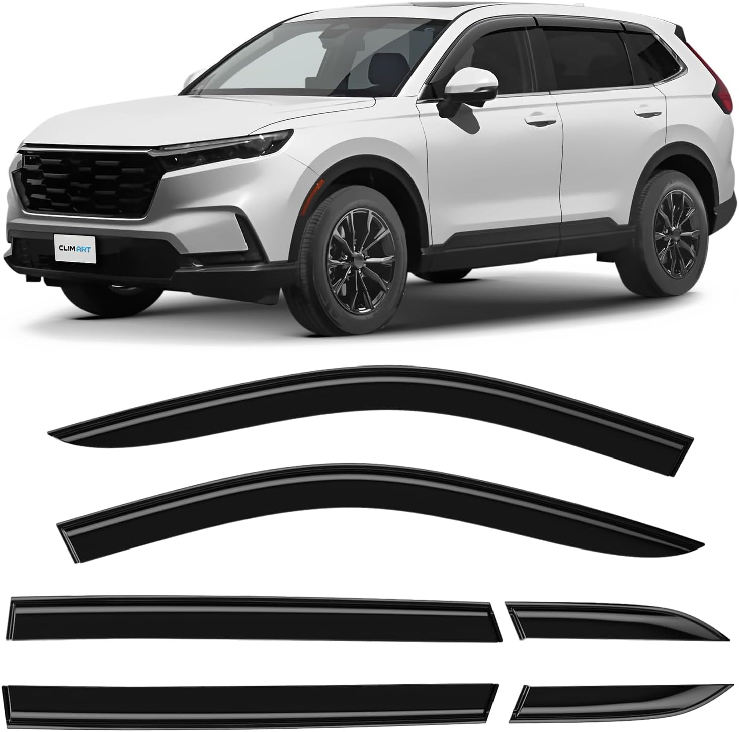 CLIM ART Incredibly Durable Rain Guards for Honda CR-V 2023-2026, Original Tape-on Window Deflectors, Vent Deflector, Window Visors, Car Accessories, 6 pcs. - 523170