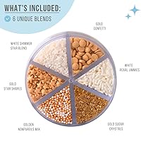 Vista 2 de Sweets Indeed Sprinkles 6 Cell Edible Sprinkle Mix Jimmies Perfect for Cake Decorations Baking Ice Cream Cookies Cupcake Topper (Gold)