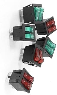 Aexit Red Green Wall Switches Light SPST ON/Off 2 Snap in Rocker Switch AC 6A/250V 20A/125V Dimmer Switches 6 Pcs