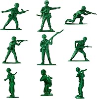 Vista 3 de HAPTIME Juguetes para niños, juego de soldados de juguete (50 piezas), figuras de acción de hombres del ejército verde, juguetes militares