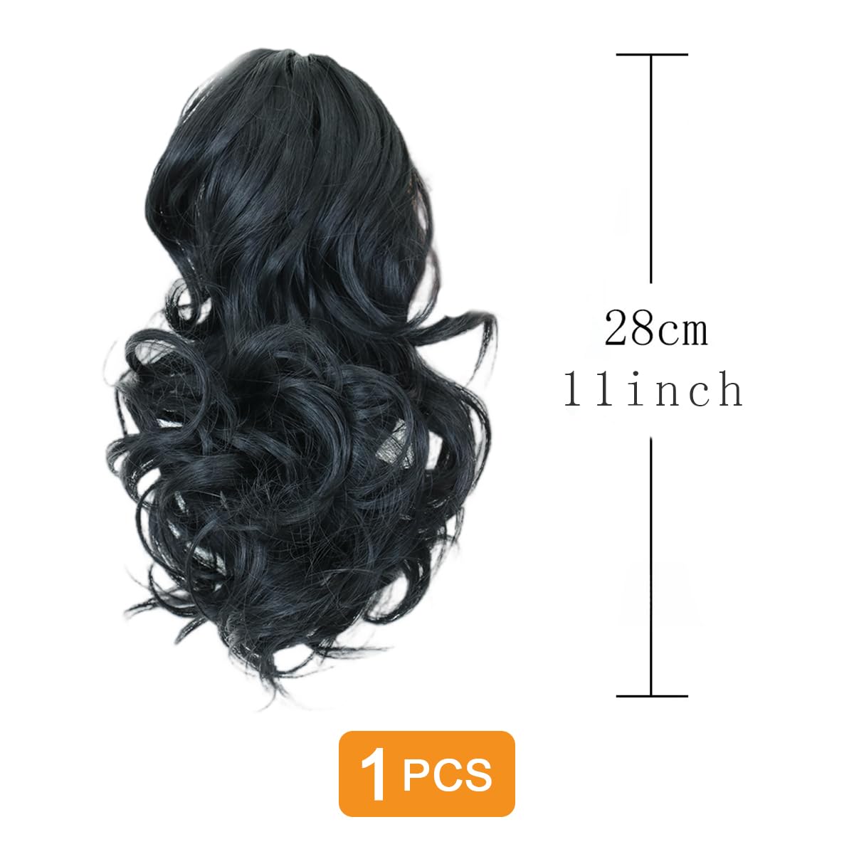 prinfantasy Claw Ponytail Hair Extension One Piece Cute Clip in on Ponytail Jaw Claw Synthetic Straight Curly Hairpieces Ponytails for Women 11inches Naturel Black,GBMW289 - Image 2