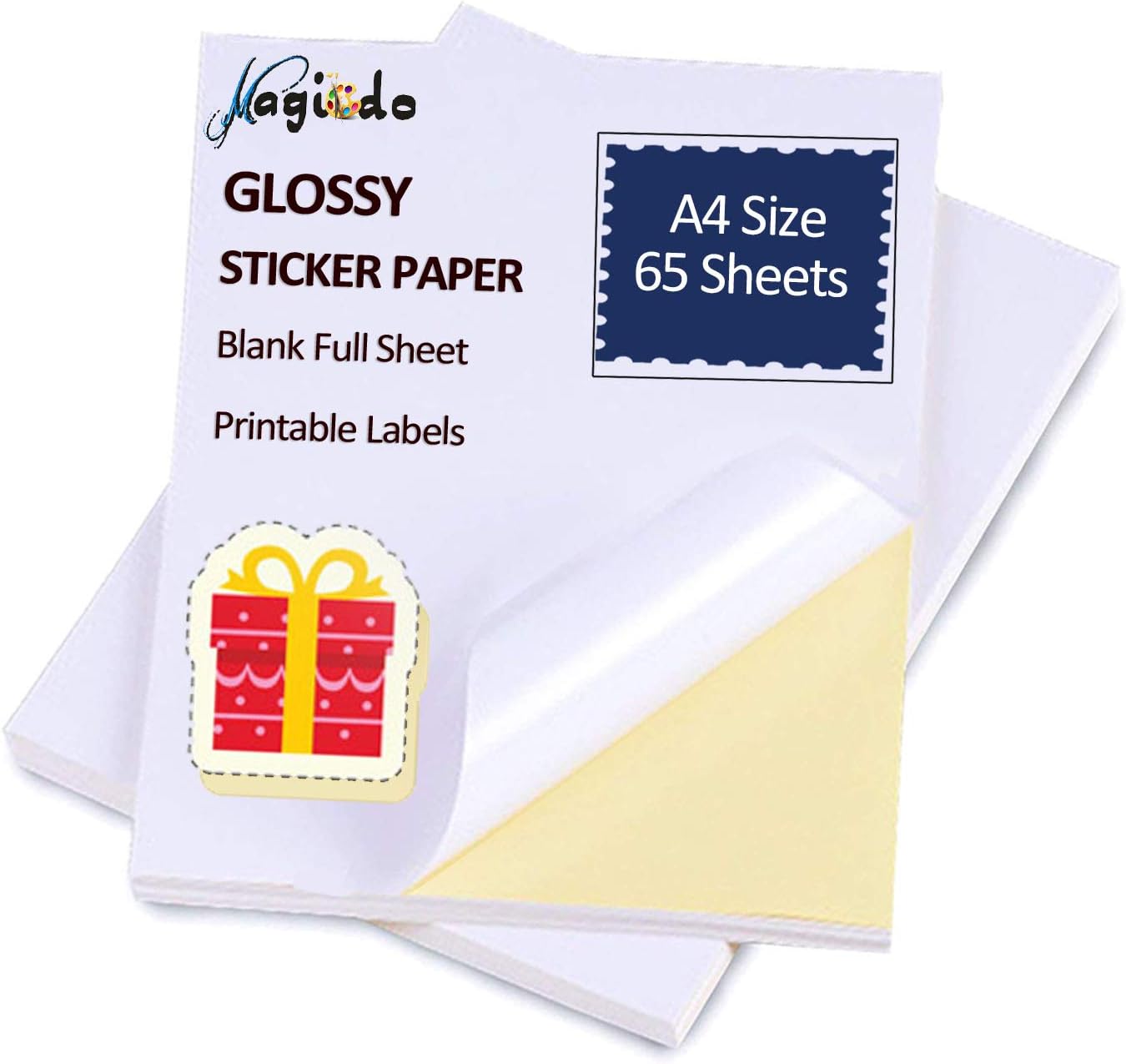 75 Sheets Glossy Sticker Paper A4 Self Adhesive Sticker Label Paper for Laser and Inkjet Printer by Hapree