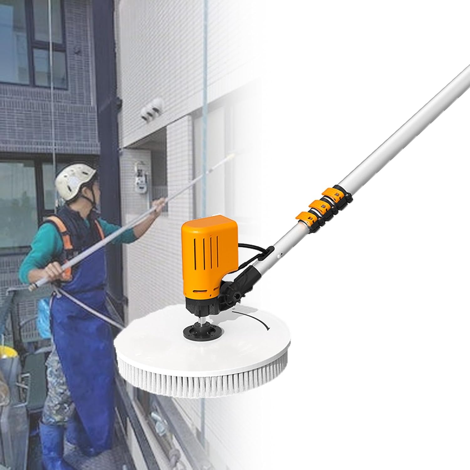 Electric Spin Brush Solar Panel Cleaning Rotating Brush,320r/mid Brushless Motor, Windows Glass Water Fed Brush(use-5.5m)