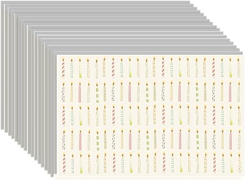 Birthday Candles - Manteles individuales de papel para mesa de comedor, manteles individuales cuadrados desechables para fiestas, 18 hojas por