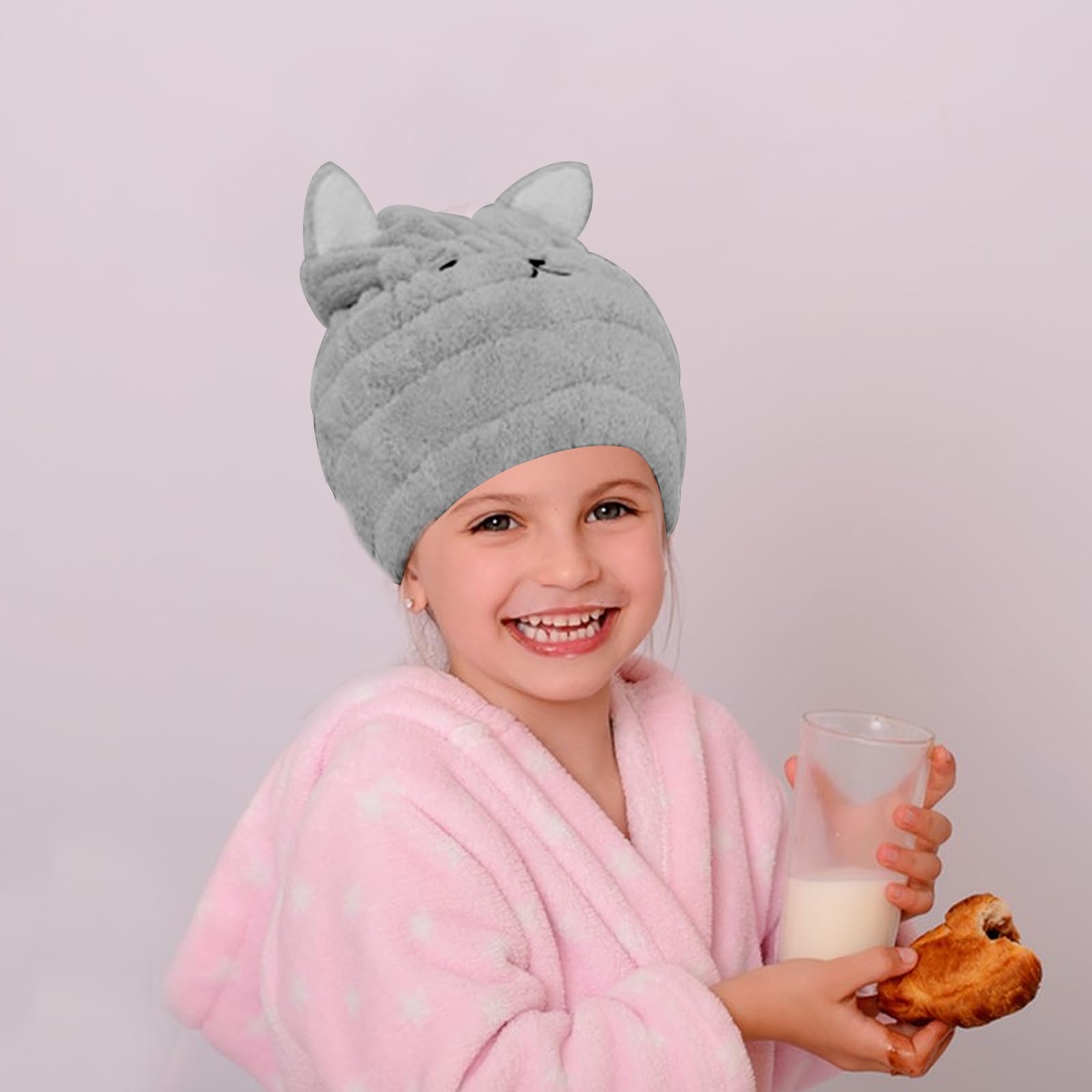 2 Pezzi Asciugamani per Asciugare Capelli Asciugamano per Capelli in Microfibra Super Assorbente con Gatto Coniglio Orecchio Cuffia per Capelli Asciutti per Donne Ragazza Capelli Asciugamano Turbante