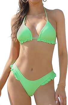 水着・ラッシュガード Checked In Triangle Bikini Amazon.com: SHEKINI Women's Bathing Suit Sexy Triangle