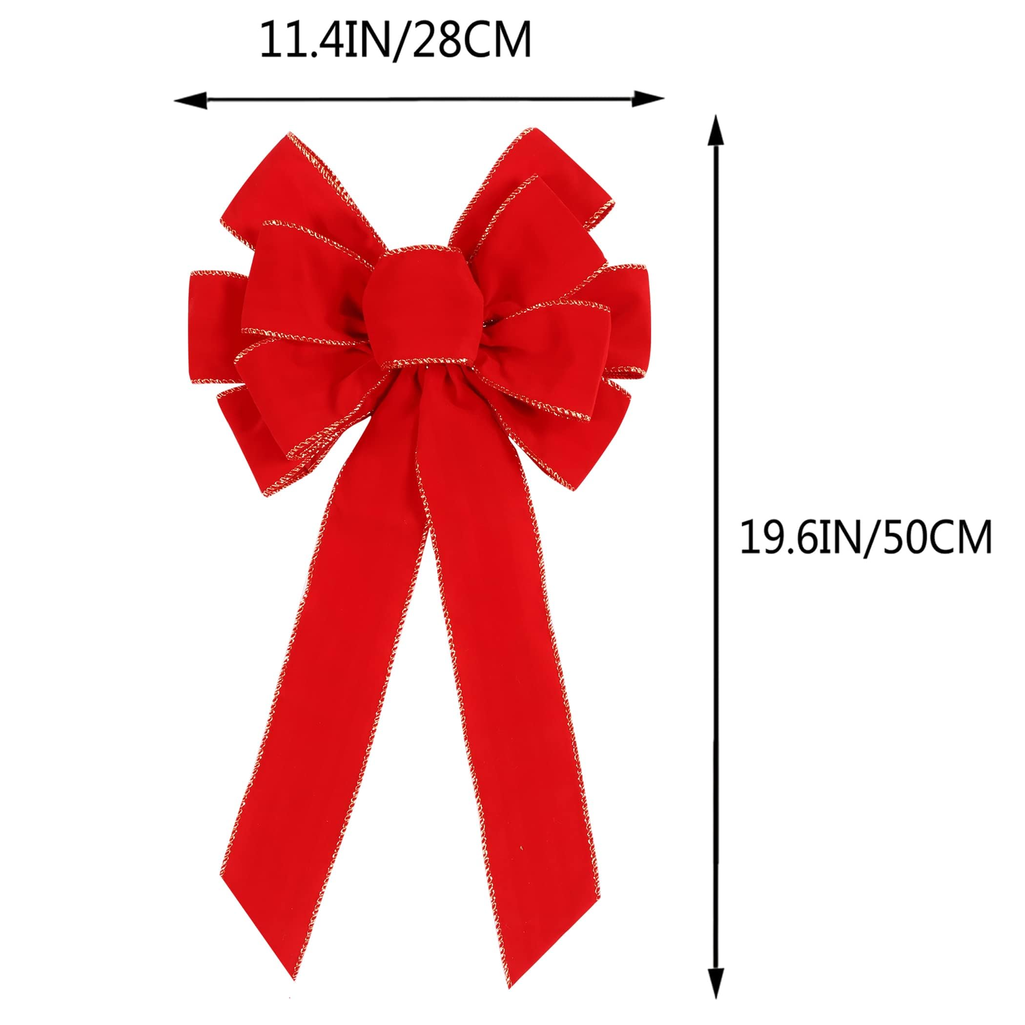 2 Gros Noeuds Rouges En Velours Pour Sapin De Noël – Décoration Festive Pour Porte, Guirlande Et Maison