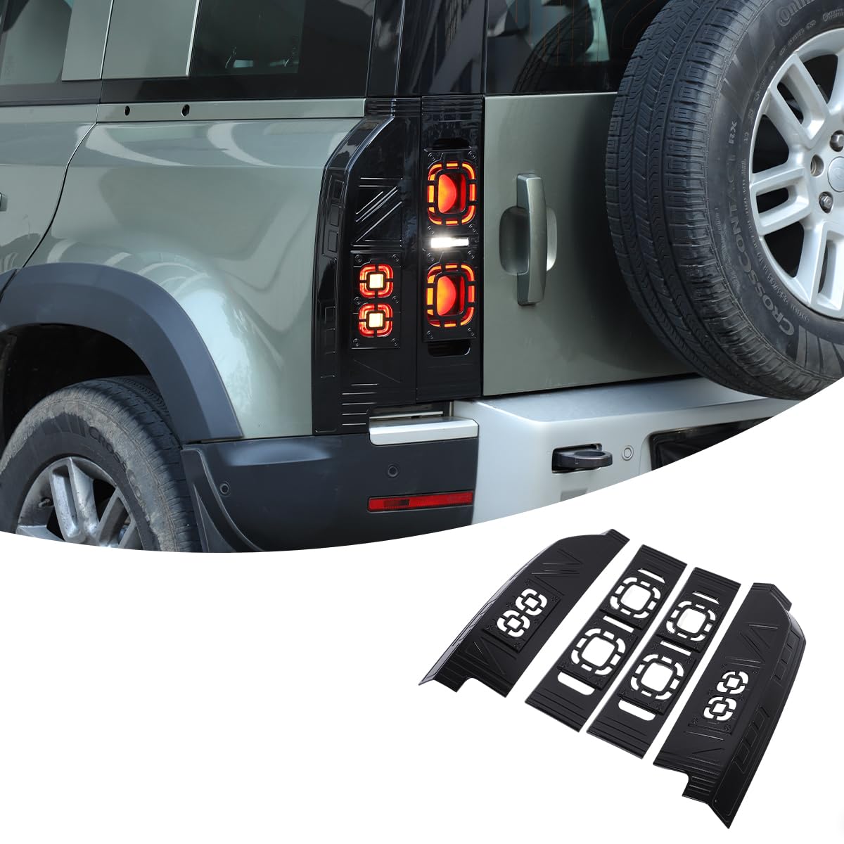 ABS Black Rear Tail Light Taillight Kit Compatible with Defender 90 110 130 2020-2026 Rear Brake Lights,Car Exterior Taillight Protection Cover Accessories