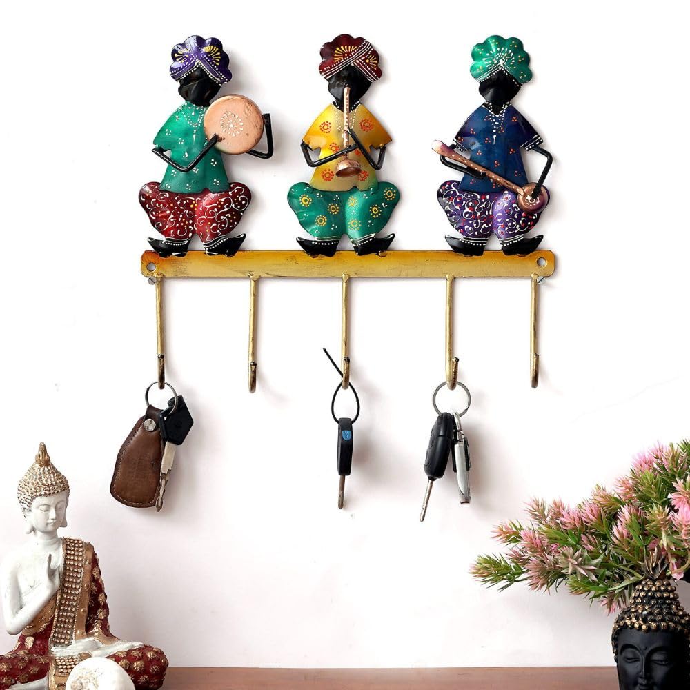 Handpainted Metal Key Holder - Unique Wall Decor -9