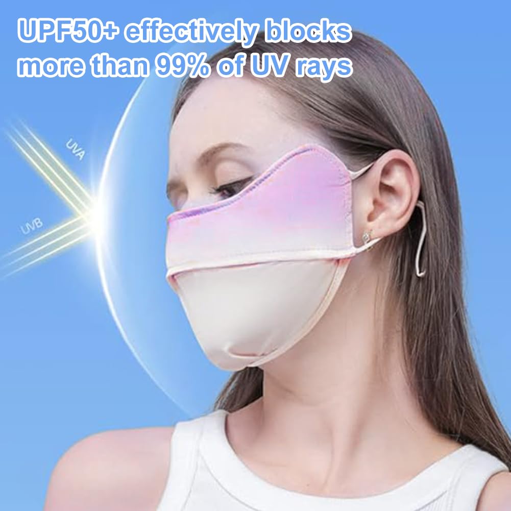 Mascarilla para Protección Solar, Protección UV Máscaras Faciales, Máscara de Protección Solar, Máscara Facial UV, Lavable, Reutilizable, Ejercicio, Transpirable, Protección Solar, Púrpura