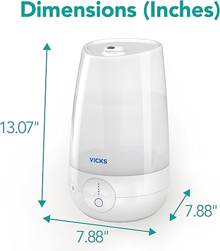 Miniatura 8 de Vicks FilterFree Plus Cool Mist Plus Humidificador (VUL565), habitación media, humidificador de niebla fría sin filtro para habitaciones de bebés,