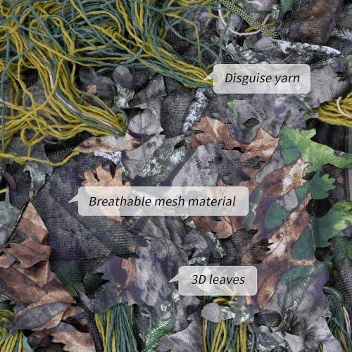 EAmber Ghillie Suit Gilly Hunting Suits Pants 3D Leaf Camo Camouflage Coveralls Youth Adult Lightweight Clothes for (Green Leafy Forest, Height 4.2-4.7 Ft)