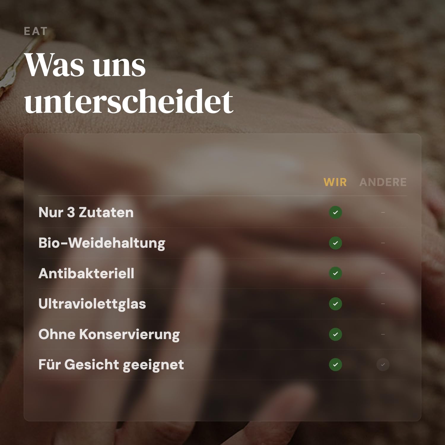 EAT Tallow Balm Bio – 100% natürliche Hautpflege mit Rindertalg von Deutschen Weiderindern – Bio-Olivenöl & Weihrauch – Für Gesicht, Körper & Lippen – Ohne künstliche Zusätze für pure Pflege (100 ml)