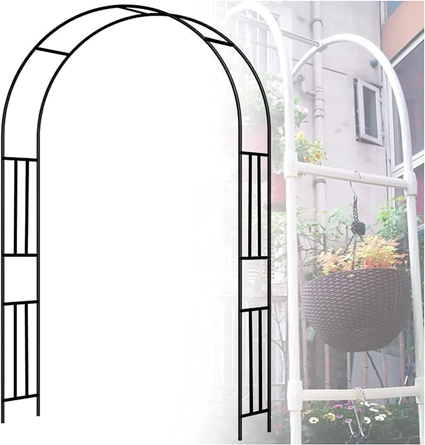 Arche de jardin en métal 120x240cm treillis pour plantes grimpantes
