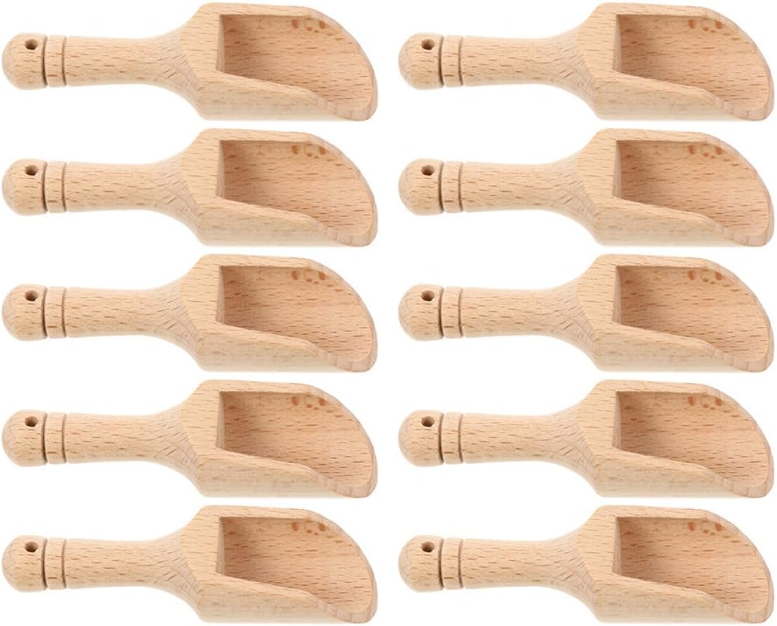 10 Piece Wooden Mini Spoons for Tea Milk Powder Kitchen Condiments