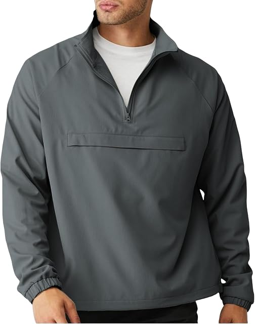 Opomelo Men's Casual Quarter Zip Pullover Golf Windbreakers with Pocket | Hiking,Baseball,Running,Water Resistant,Anti-wrinkle,Lightweight Jackets,Athletic Sweatshirt For Outdoors & Travel