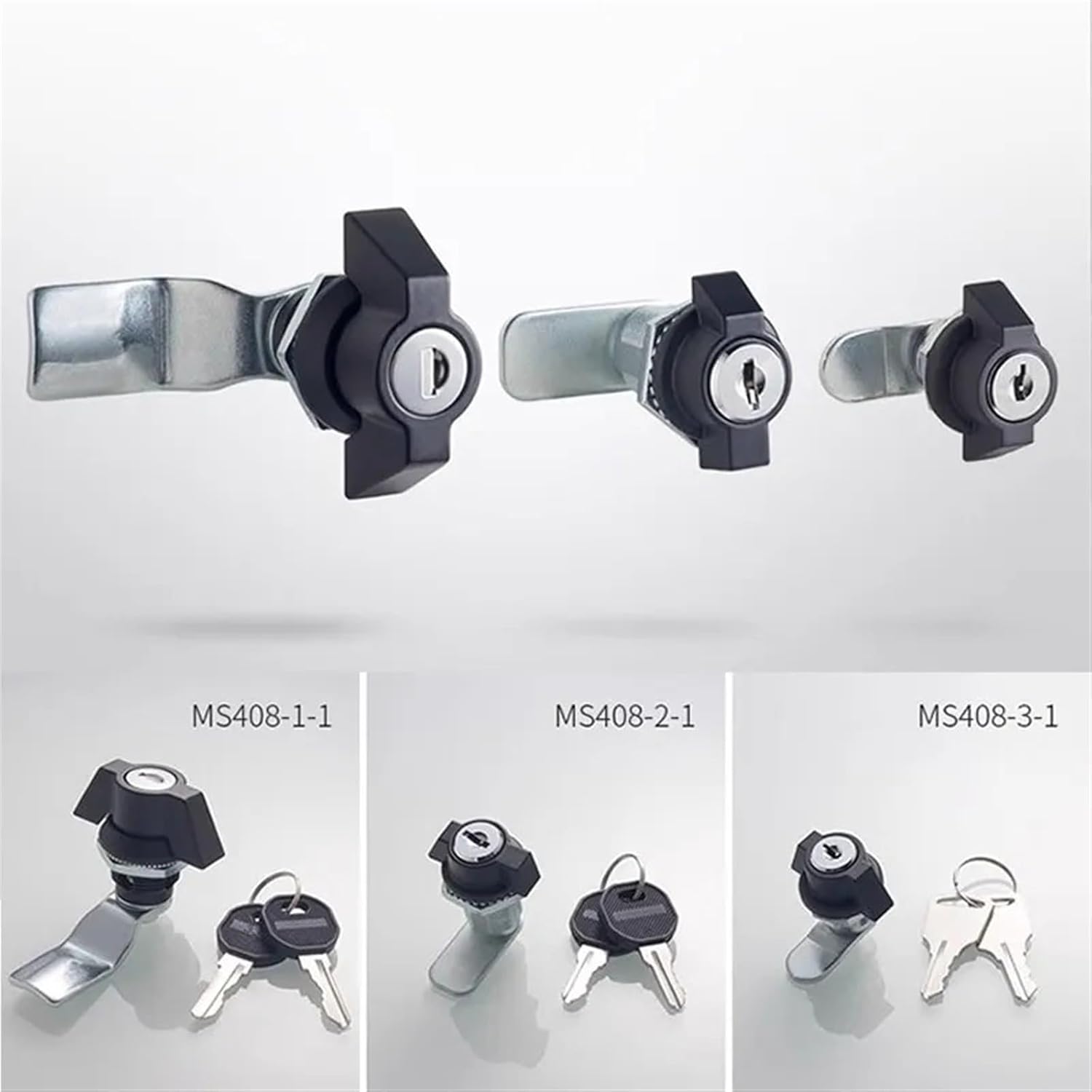 MS408 Cabinet Cam Lock with Key for Distribution Box Industrial Cabinet Lock Cylinder Turn Tongue Lock Fire Hydrant Knob Lock 2Pcs(MS408 3)