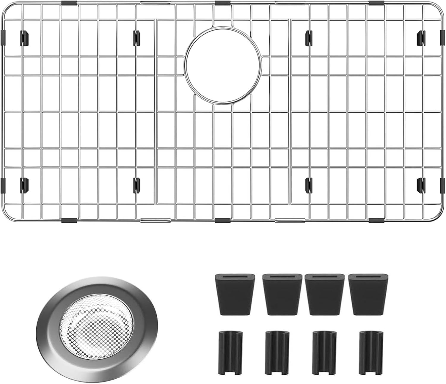 28-7/8" x 14-3/8" Sink Protectors for Kitchen Sink, Metal Sink Rack for Bottom of Sink Rear Drain, Stainless Steel Sink Protector for Kitchen (Silver, Separable,28-7/8" x 14-3/8", Rear Drain)