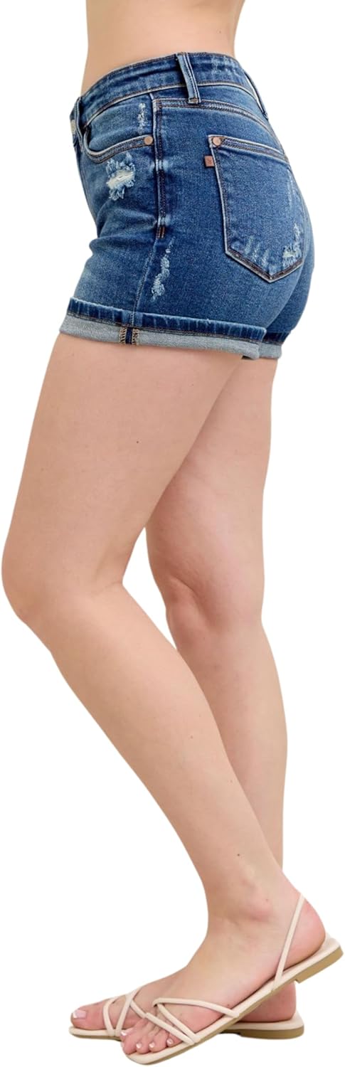 Judy Blue Mid Rise Cell Phone Pocket Destroy and Cuff Dad Shorts - Image 7