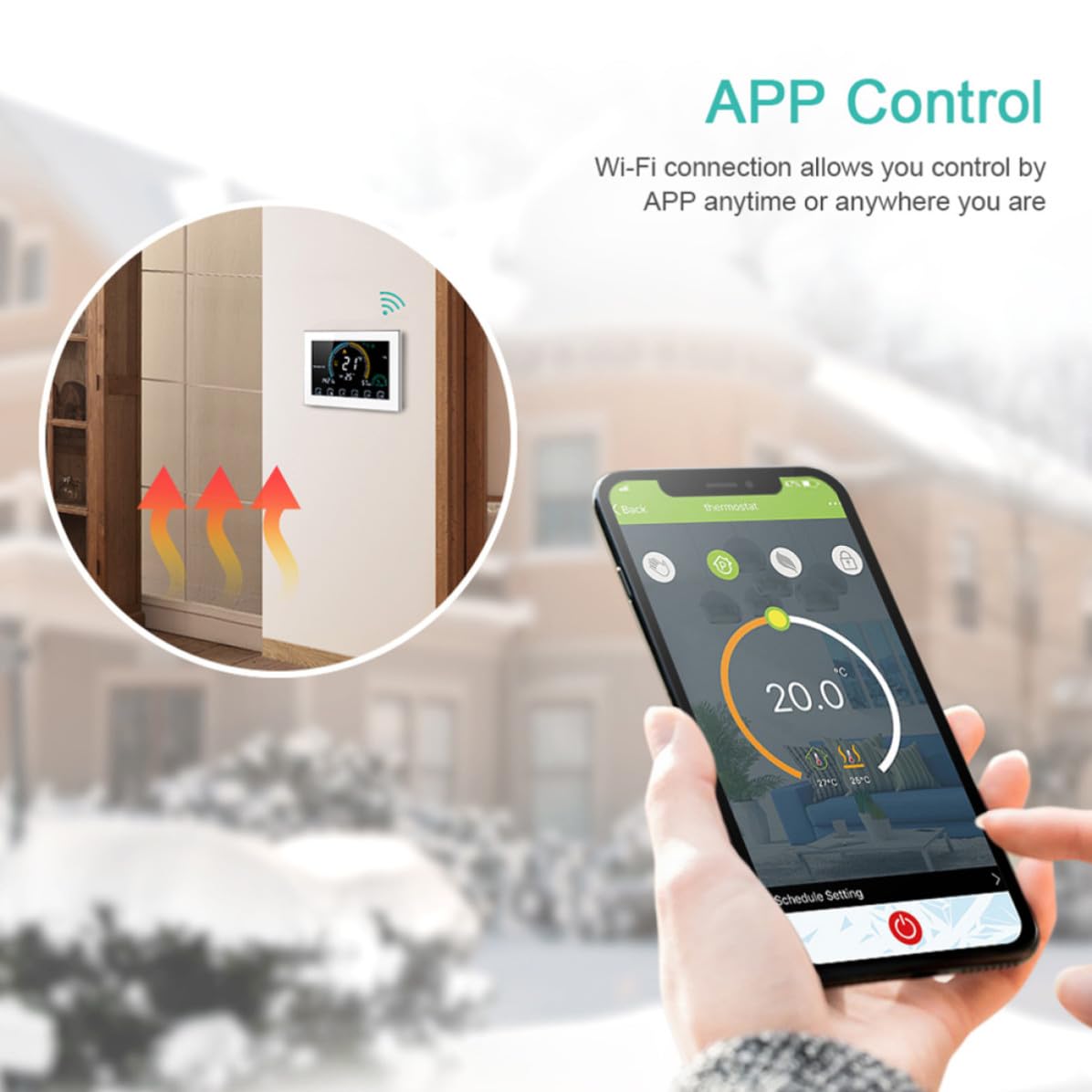 Intelligenter WLAN Temperaturregler Weiß mit Touch Bedienung und Großem LCD Display für Haushalt 5a Leistung PC und Abs Material Programmierbarer Thermostat
