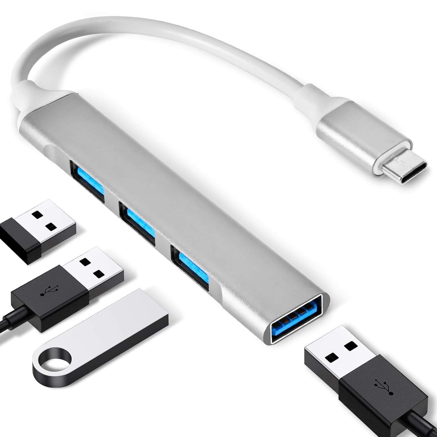 4 in 1 USB hub Type C Multiport Adapter, Type c to 1 x USB 3.0 to 3 x USB 2.0 with 5000 MBPS Fast Data Transfer Speed for Smartphones USB Extender with Multi USB Port for Laptop Type-C Devices-picture-35